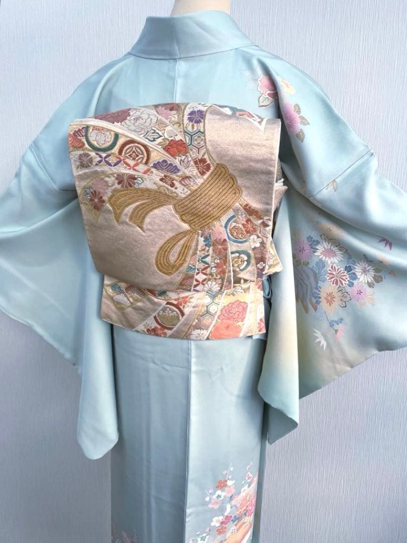 梅乃【162】正絹　訪問着　フルセット　美品　七五三　入卒式　お宮参り　水色