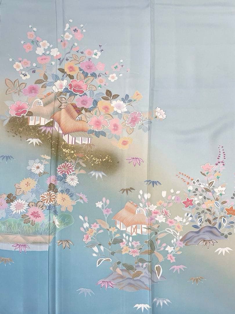 梅乃【162】正絹　訪問着　フルセット　美品　七五三　入卒式　お宮参り　水色