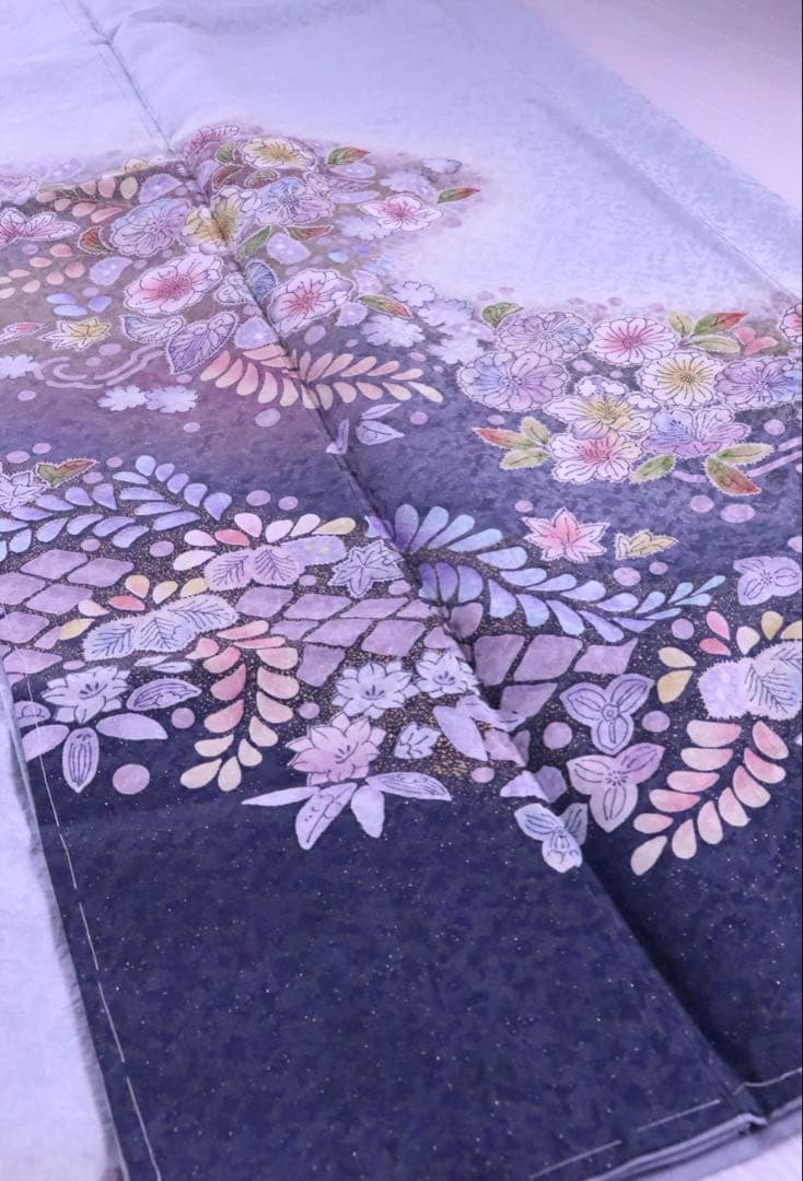 訪問着 正絹 辻が花 水色