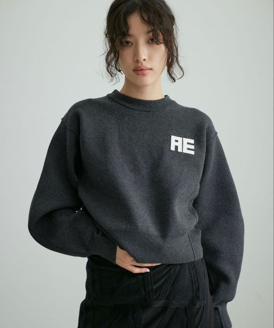 ADAM ET ROPE'フェルト刺しゅうニットプルオーバー