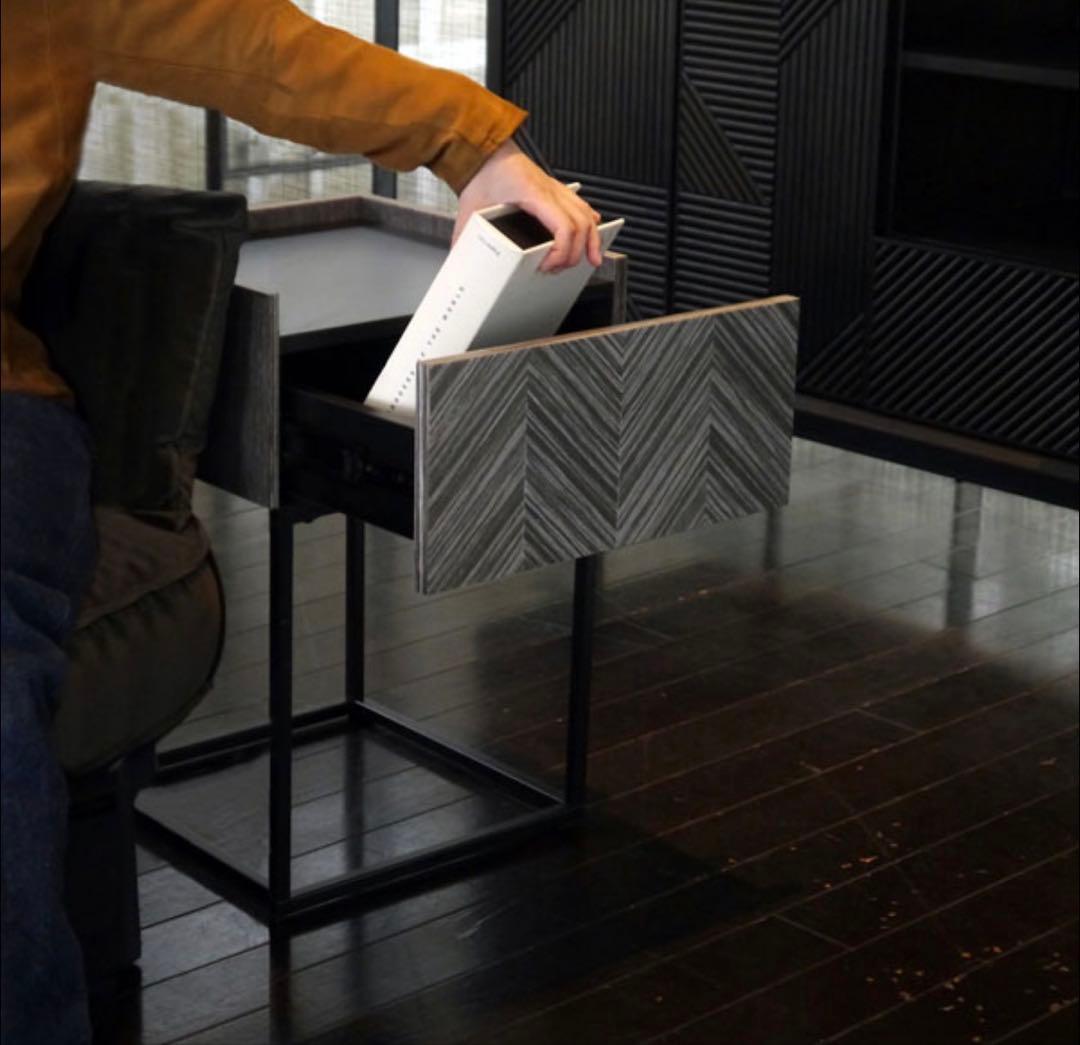 【新品同様】サイド ナイト テーブル 収納付き 角型 ホテルライク 北欧 完成品