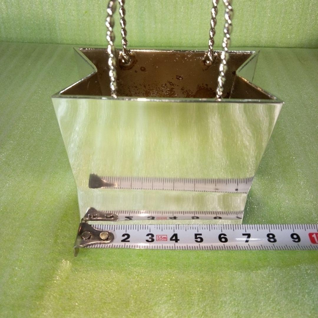 手提げ袋型金属製オブジェ　ショッピングバッグ　ミニチュアバッグ　置物　メタル