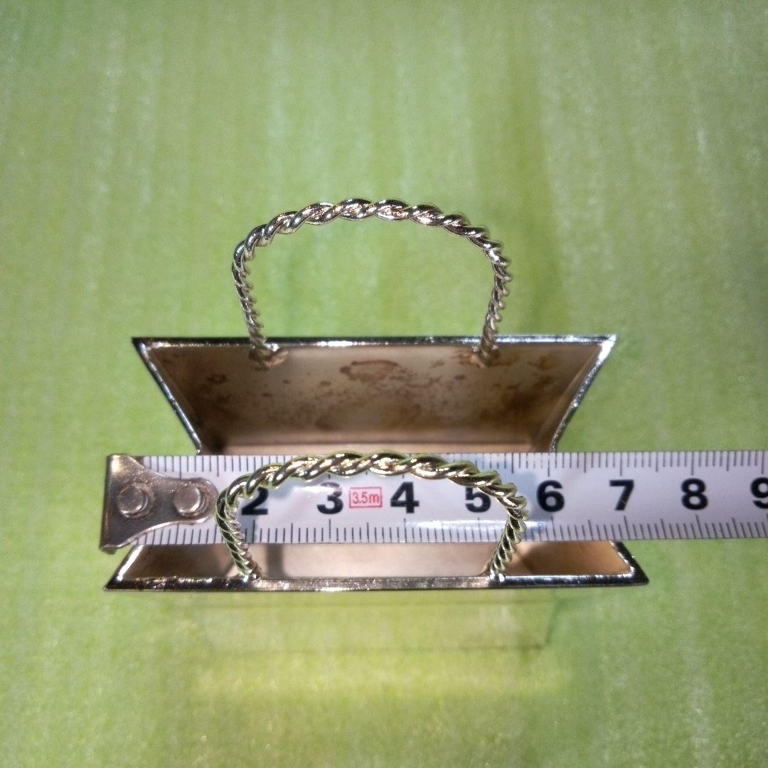 手提げ袋型金属製オブジェ　ショッピングバッグ　ミニチュアバッグ　置物　メタル