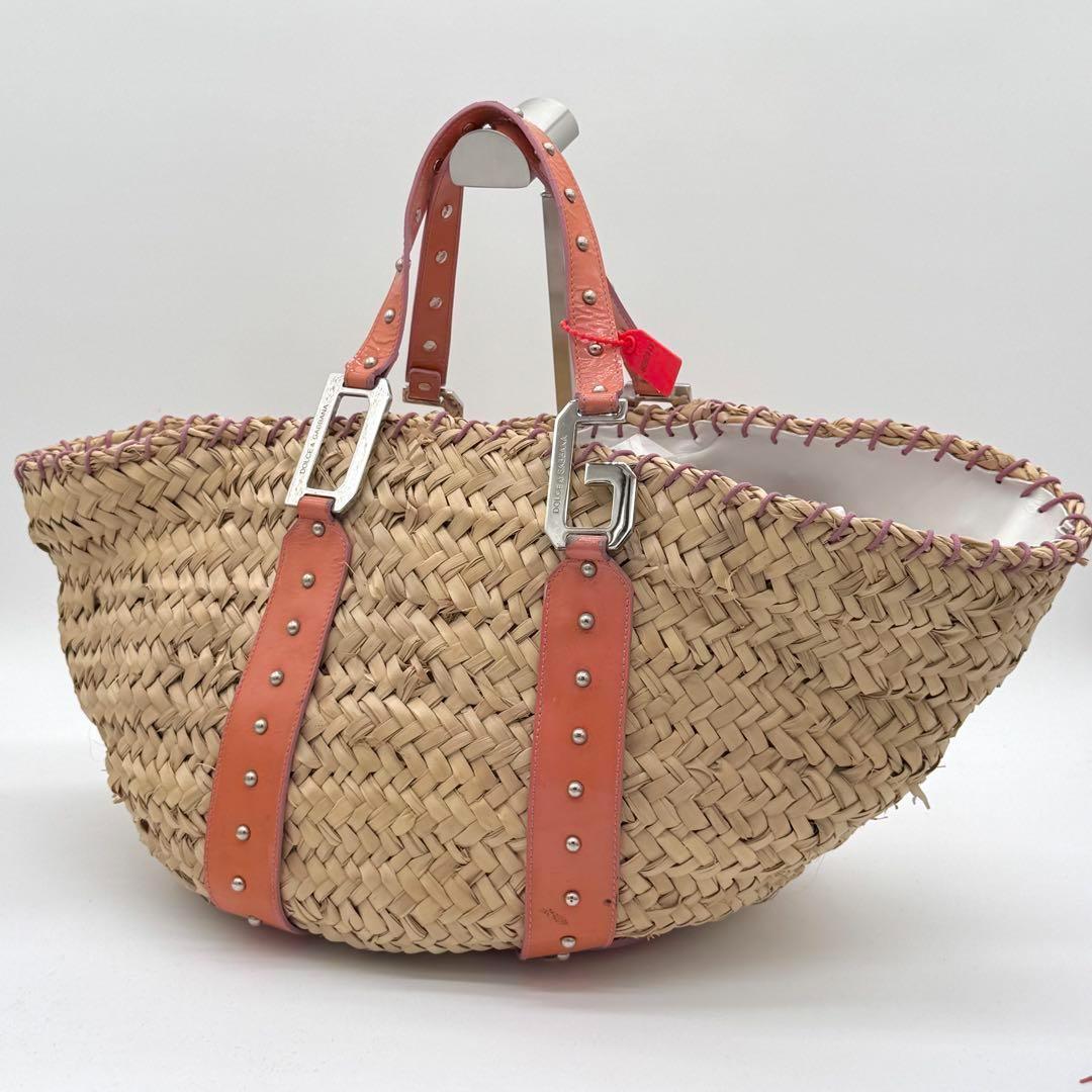 【良品】DOLCE&GABBANA かごバッグ ハンドバッグ 編み込み
