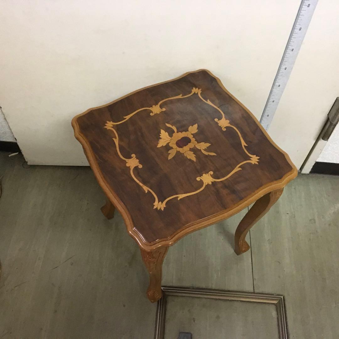 こうママ　木製サイドテーブル 装飾彫刻入り　大中小3個セット