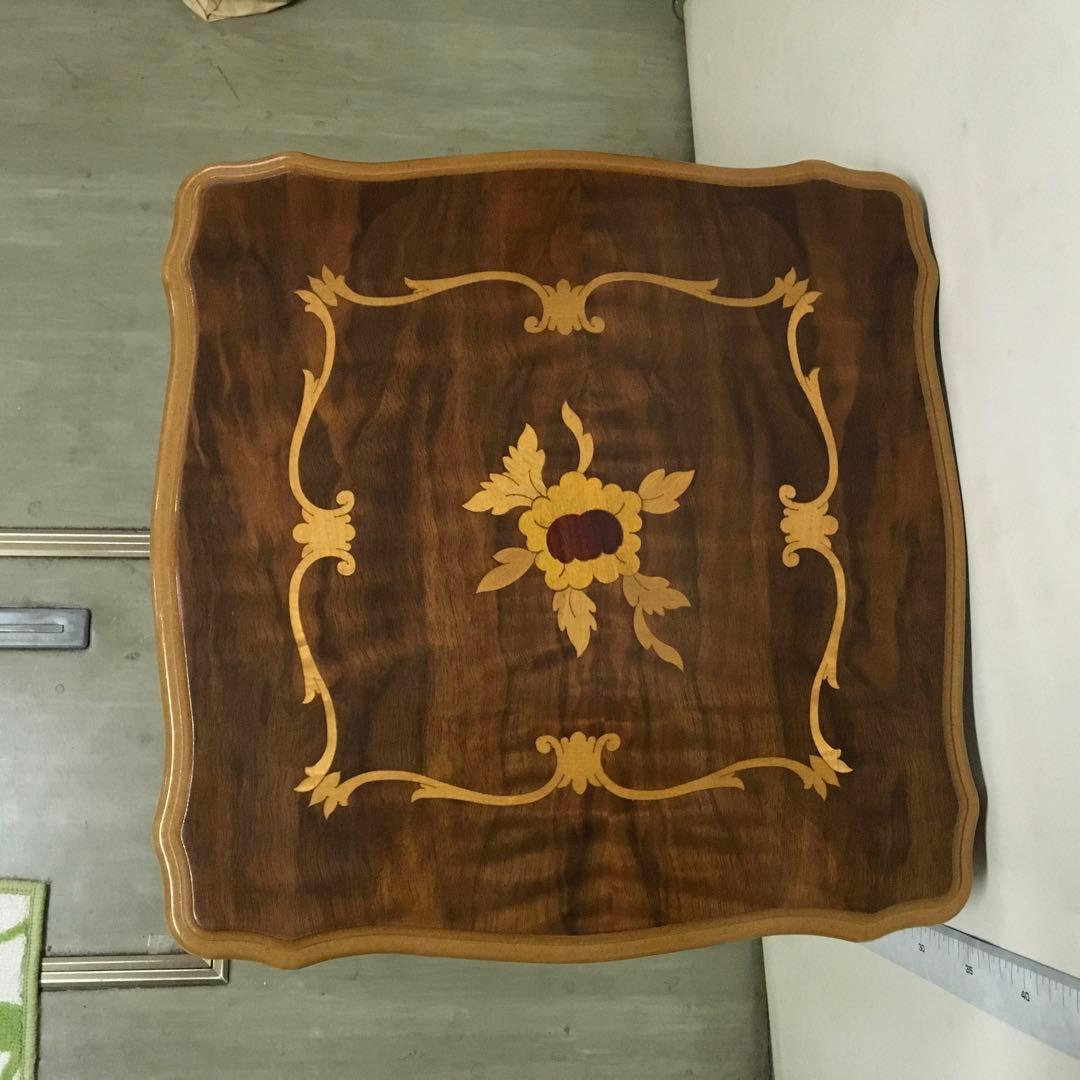 こうママ　木製サイドテーブル 装飾彫刻入り　大中小3個セット