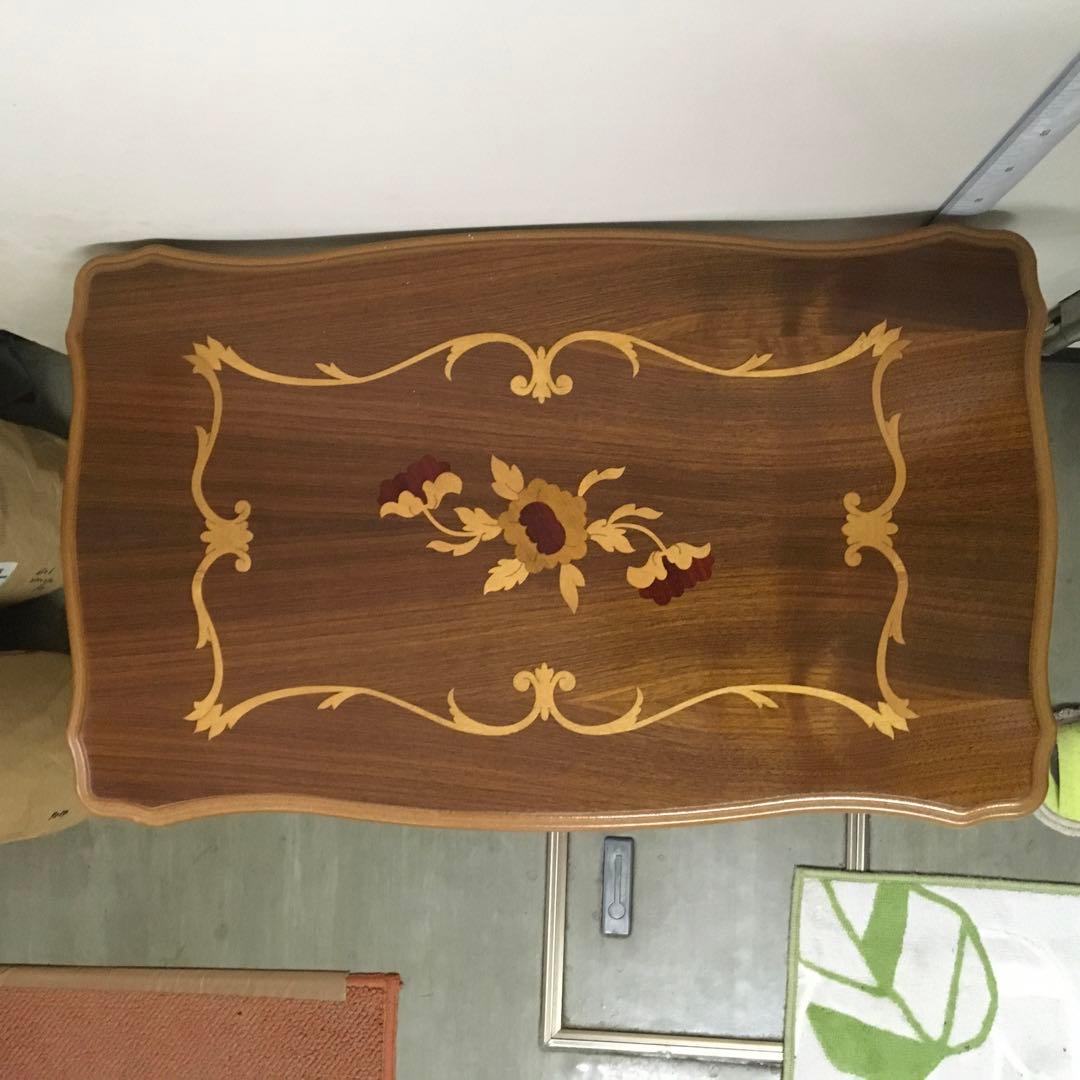 こうママ　木製サイドテーブル 装飾彫刻入り　大中小3個セット