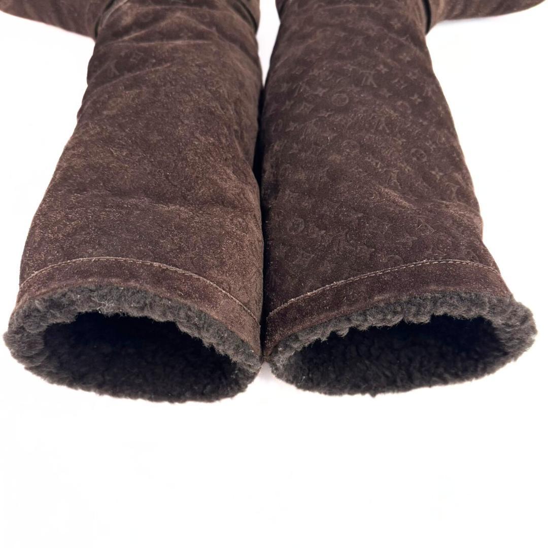 アンド ルイヴィトン スエード×ムートン ロングブーツ ブラウン 37