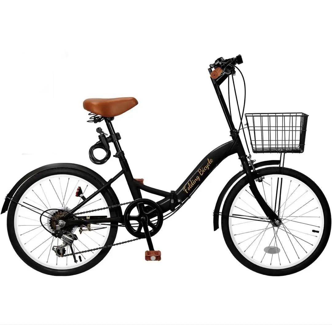 折りたたみ自転車　20インチ　シマノ6段変速（黒色）
