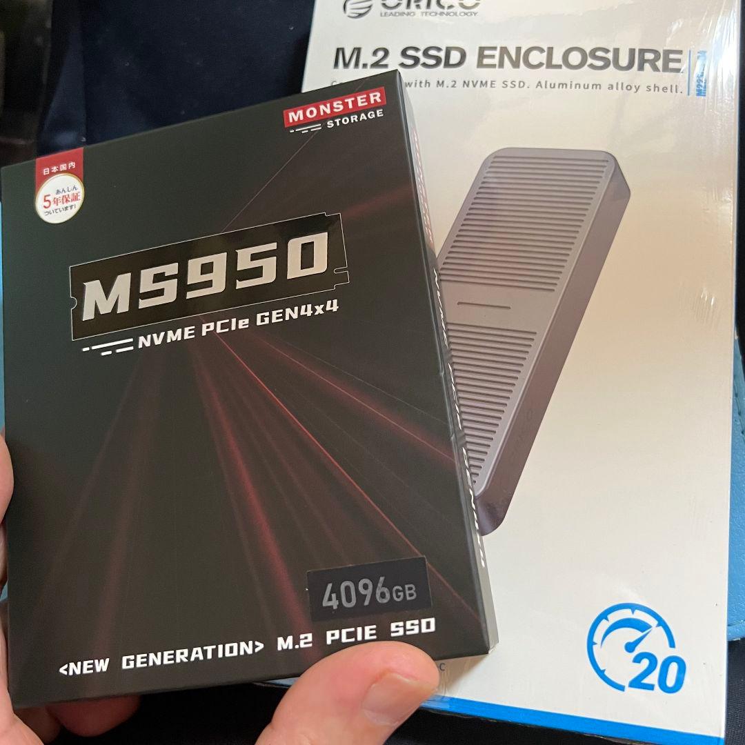 SSD M.2 NVMe PCIe Gen 4x4 MS950 4TB+ケース