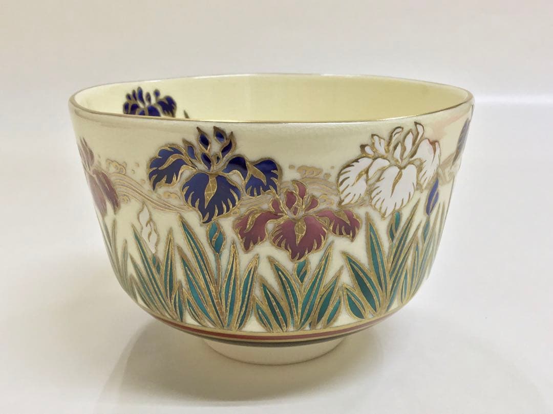 茶道具 杉田眞龍 茶碗 杜若 小判印 清閑寺窯 新品