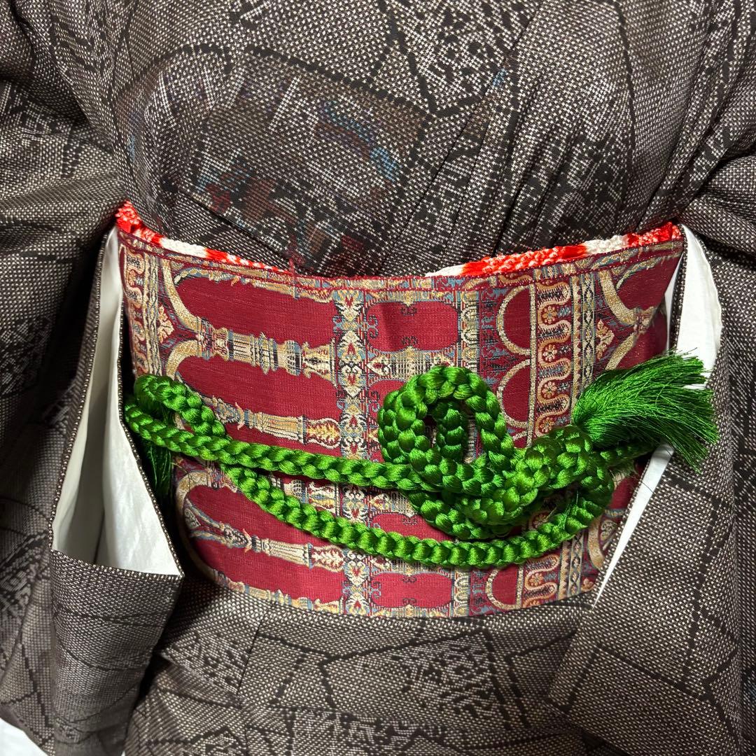 美品　袷　証紙　泥染め　本場奄美大島紬　フルセット　4点　貴重柄　クリスマス