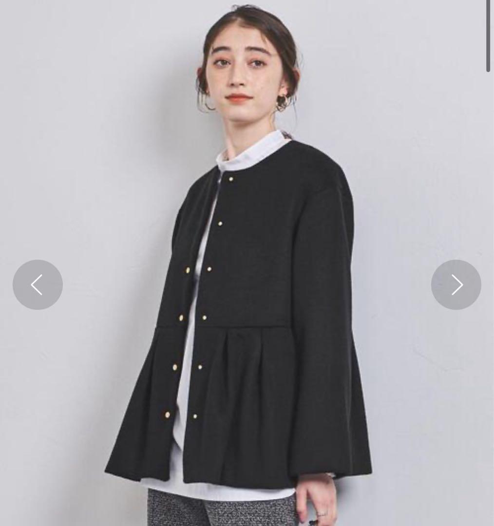 UNITED ARROWS ペプラムショートコート　ノーカラーコート