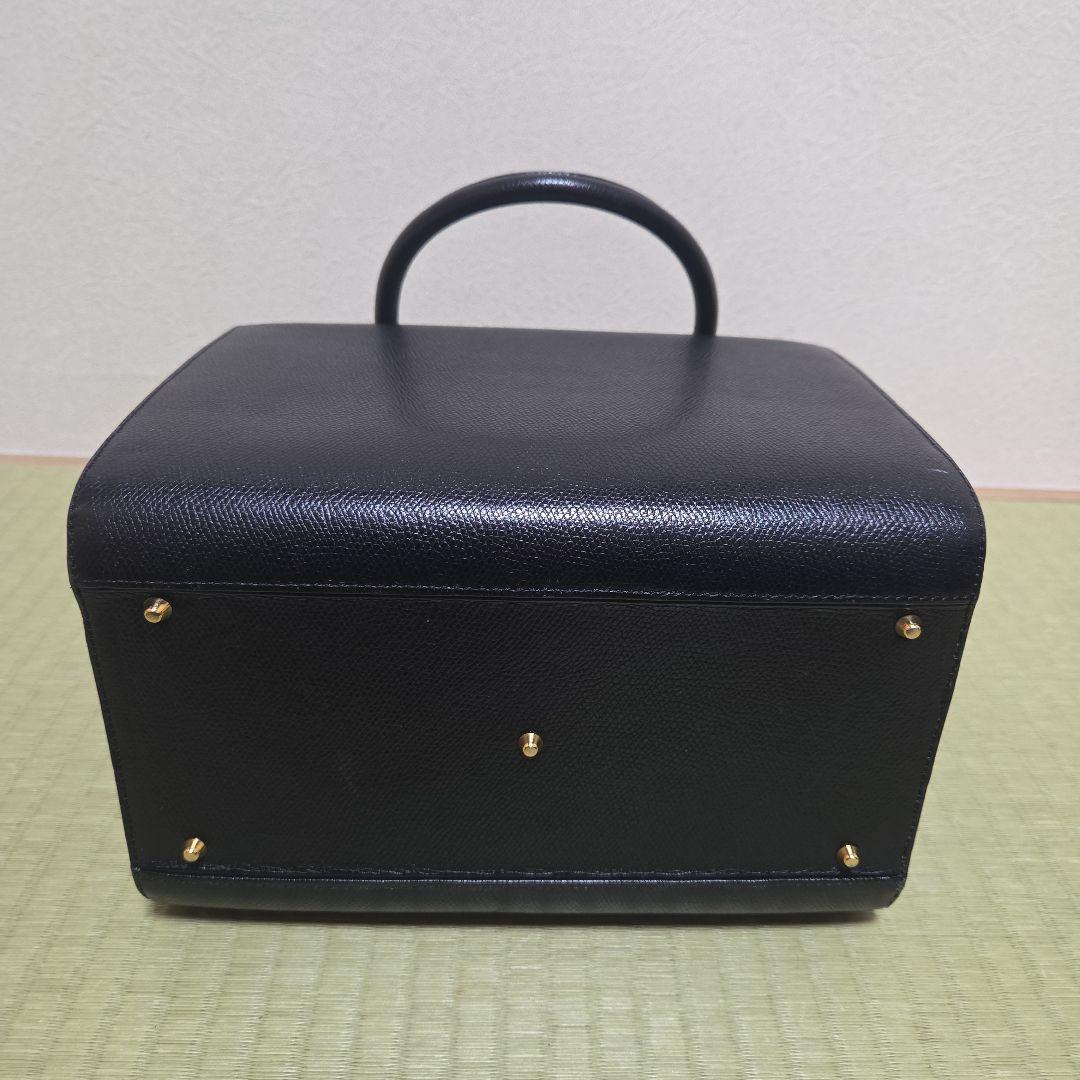 極美品 MORABITO オルセー チャーム 南京錠 ネイビー ハンドバッグ