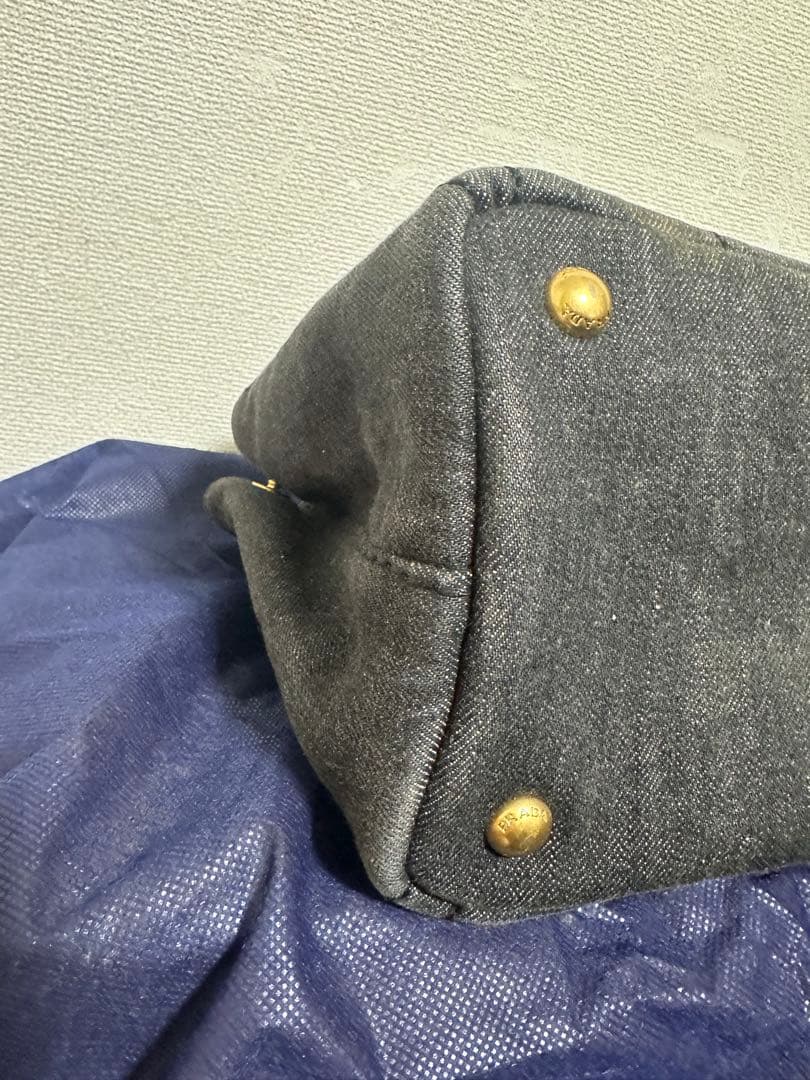 プラダ PRADA カナパ トートバッグ バッグ デニム レディース グレー系