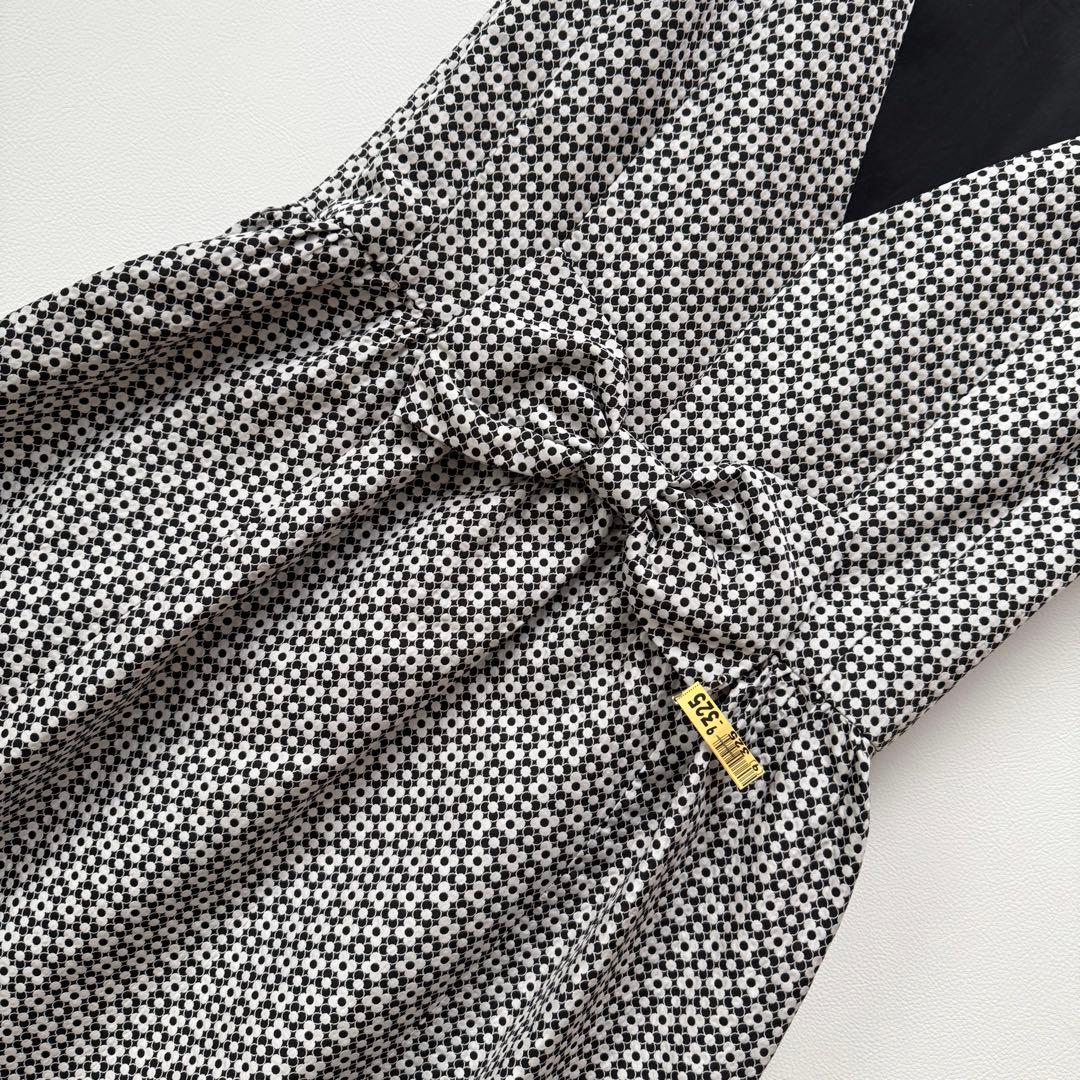 美品✨ルネ　リボンブローチ付き　カメリア総柄ワンピースドレス　クリーニング済　M