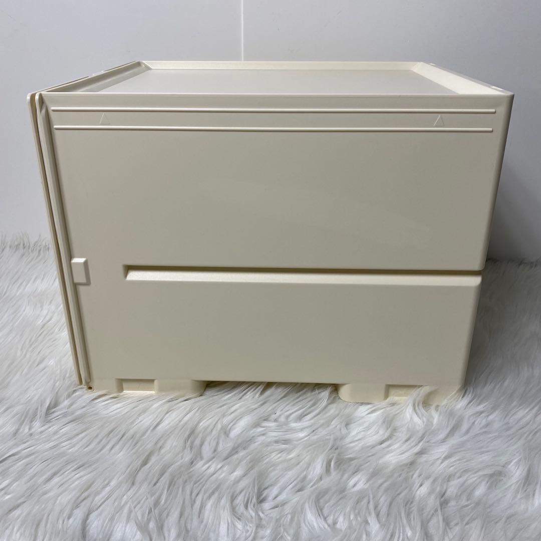 Tupperware スーパーチェスト ミニ 引出し２段 アイボリー白系