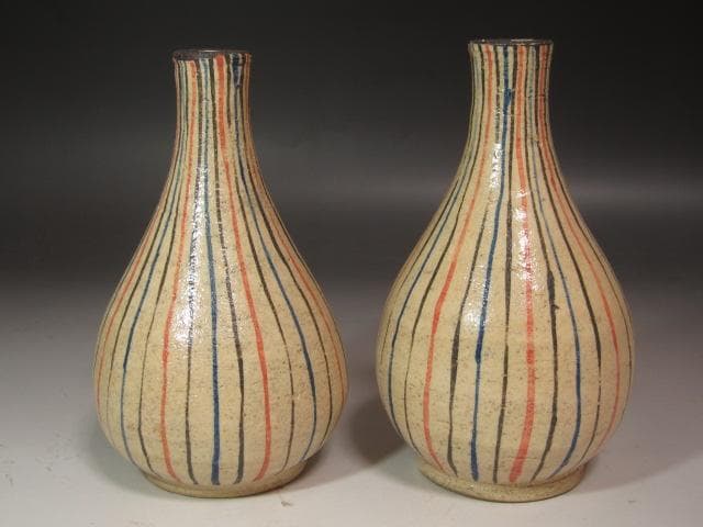 ☆　北大路魯山人　麦藁手徳利　二客　視覚でも楽しめる一品です☆y391