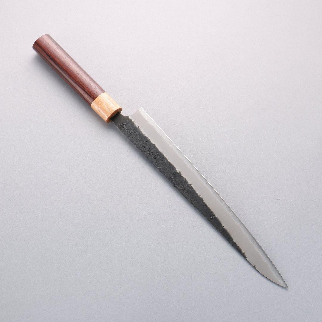 清助 青スーパー鋼 黒梨地 筋引包丁 270mm 紫檀 (口輪：白合板)柄