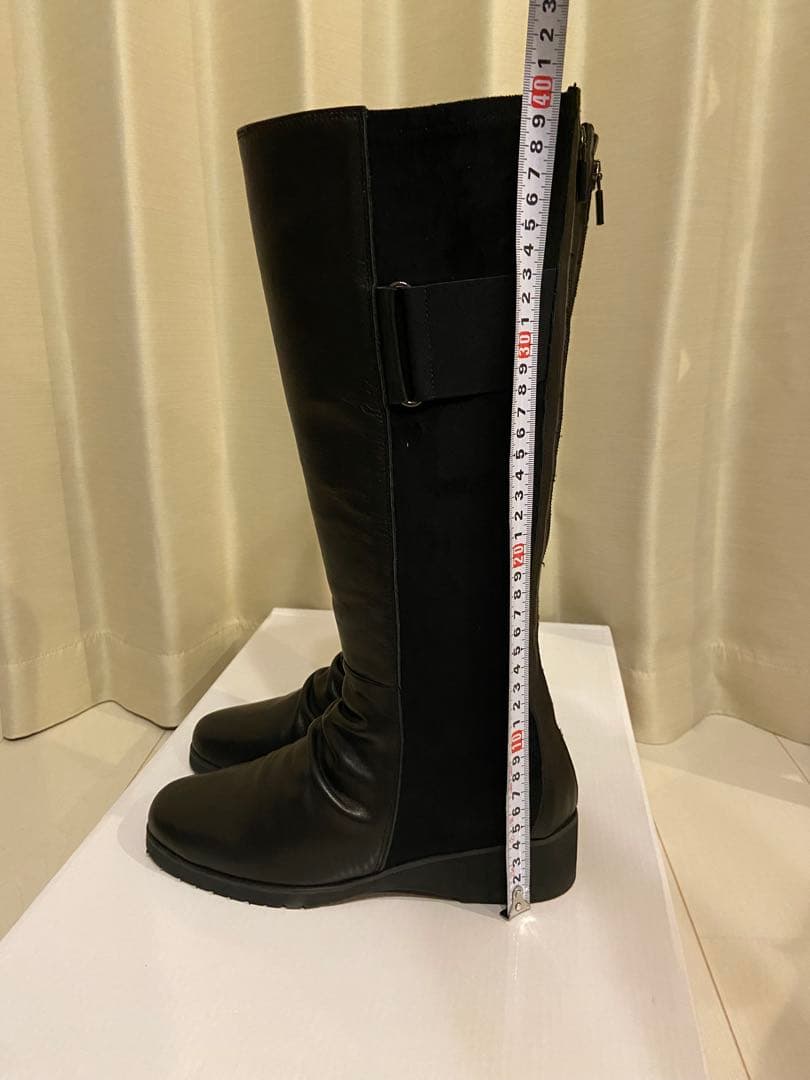 【新品タグ】ブラック ロングブーツ レザー スエード　ヤマダヤ　24