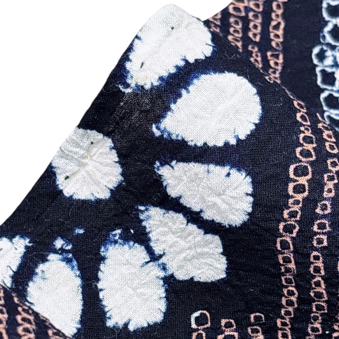 A67有松鳴海絞り 高級浴衣 花 綿　単衣