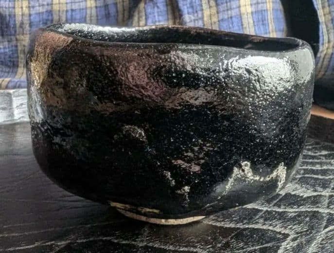 黒茶碗　九代大樋長左衛門作　共箱付き