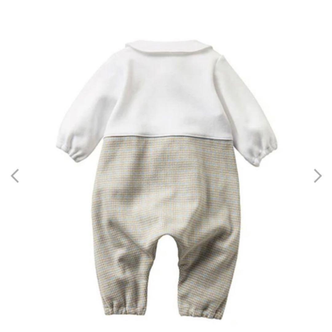 【familiar】ファミリア　カバーオール　ベージュ　チェック　60 新品