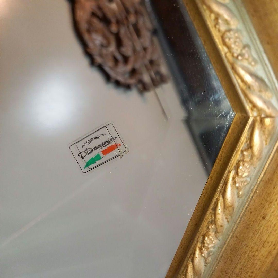 ドマン　アンティーク　ゴールド　八角　ミラー　鏡　壁掛け　縦横　兼用