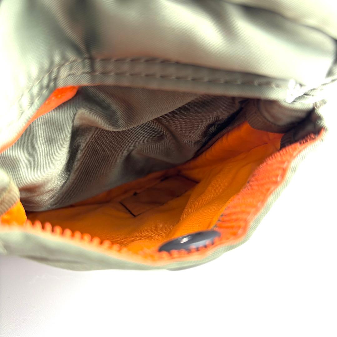 未使用に近い ポーター タンカー ミニ ショルダーバッグ ロゴ セージグリーン