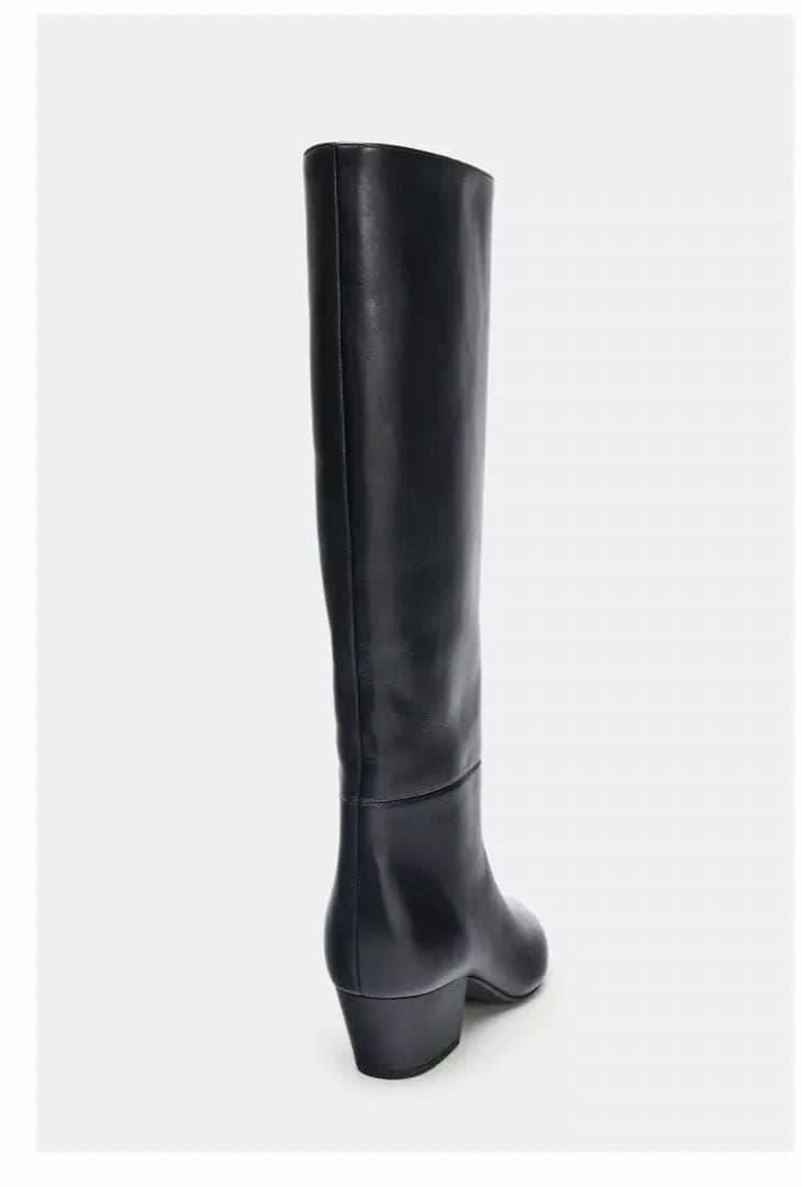 ZARA ポインテッドトゥレザーヒールブーツ　40 26㎝