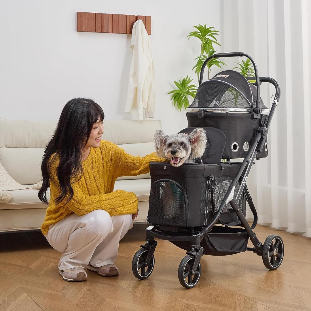 ト*ゲ様 ペットカート 最新型 2段式 折りたたみ 分離可能 犬猫兼用 4輪タイ