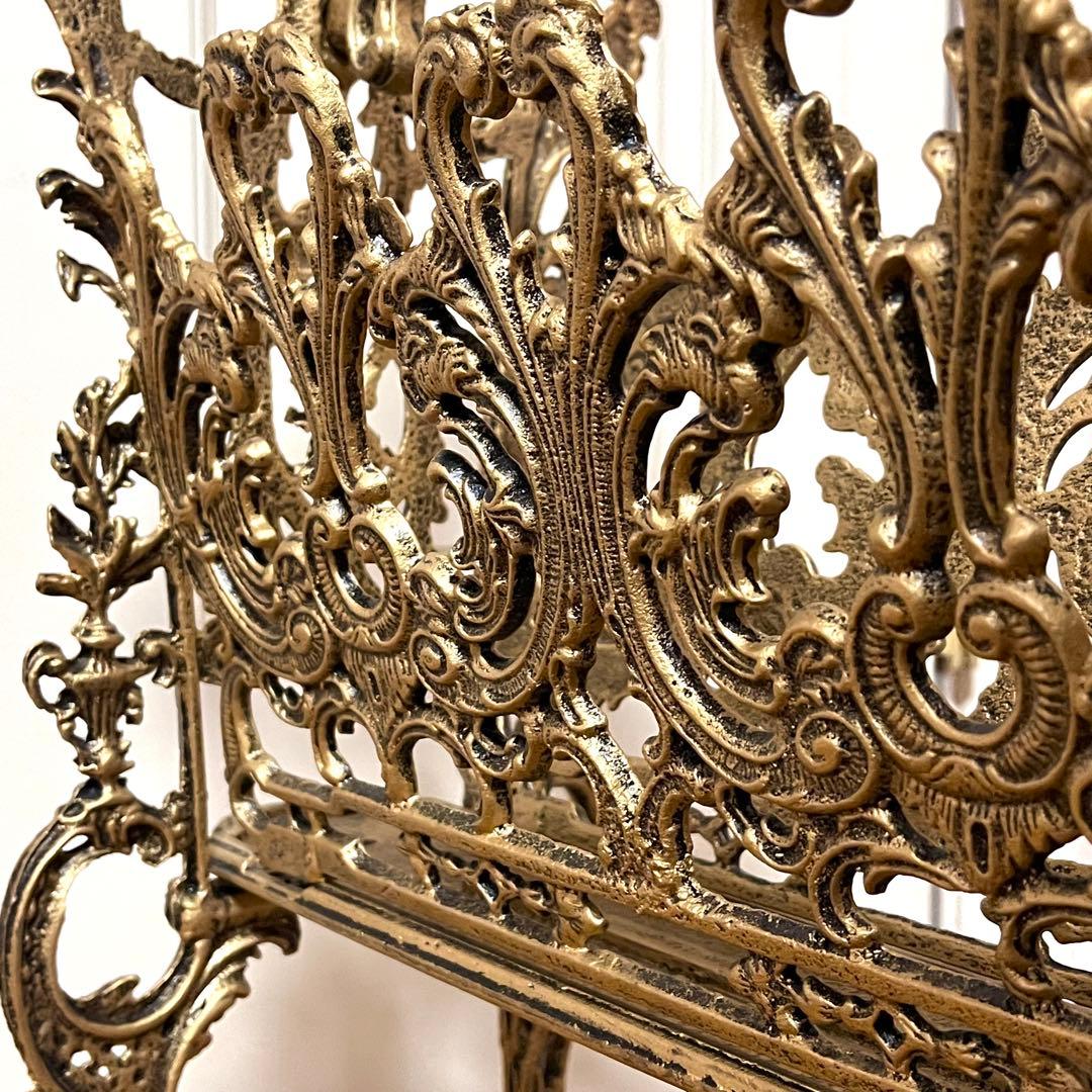 ヴィクトリアンスタイル　マガジンラック　アンティーク調　ゴールド　真鍮　レトロ