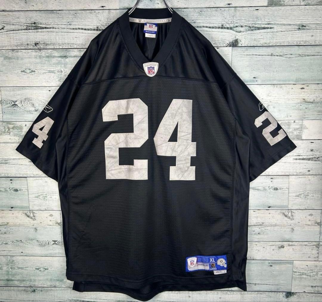 リーボック NFL 全刺繍 レイダース アメフトゲームシャツ XL