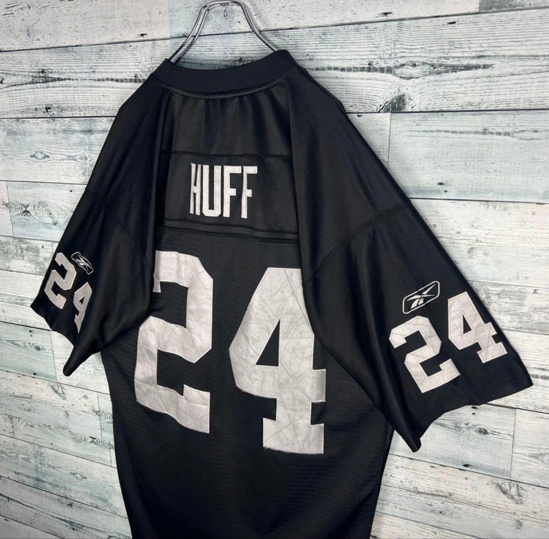 リーボック NFL 全刺繍 レイダース アメフトゲームシャツ XL