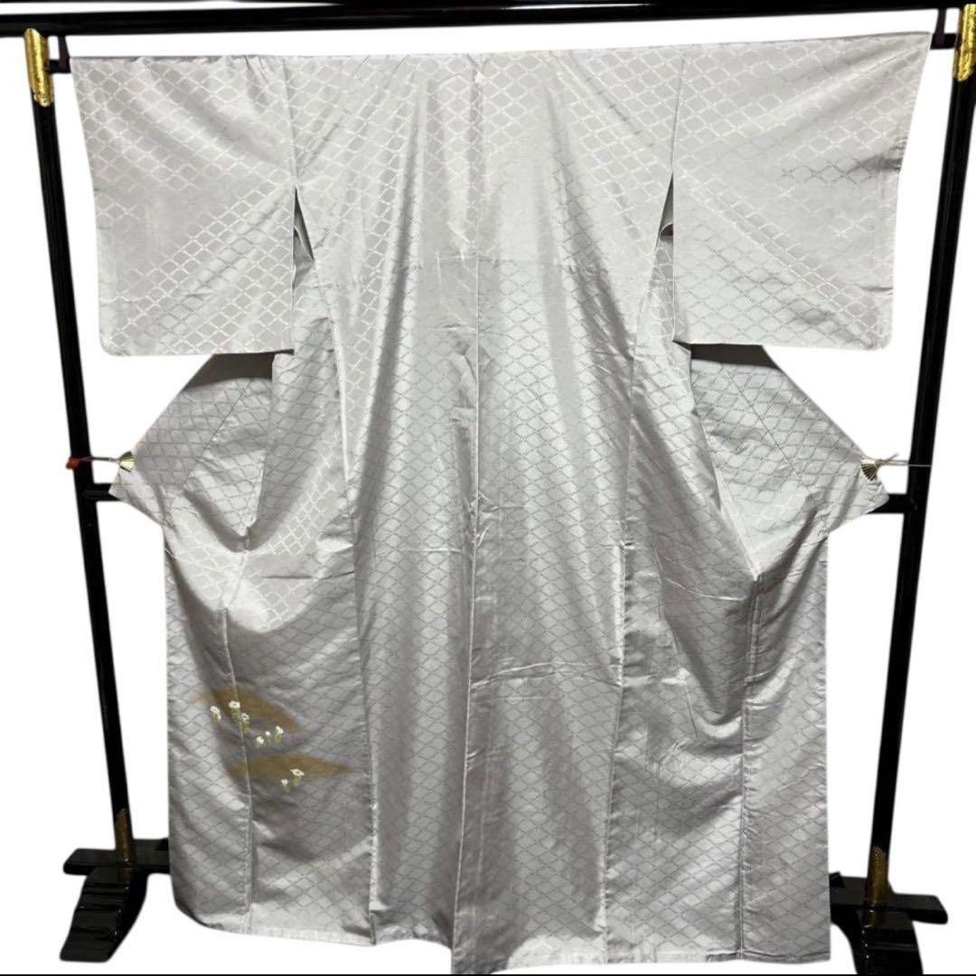 未使用近い　美品　袷　正絹　大島紬系　白山紬系　紋付　訪問着　フルセッ