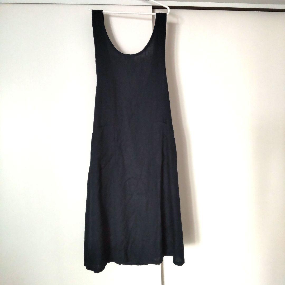 （美品）フォグリネンワーク　オーバーエプロン　ネイビー