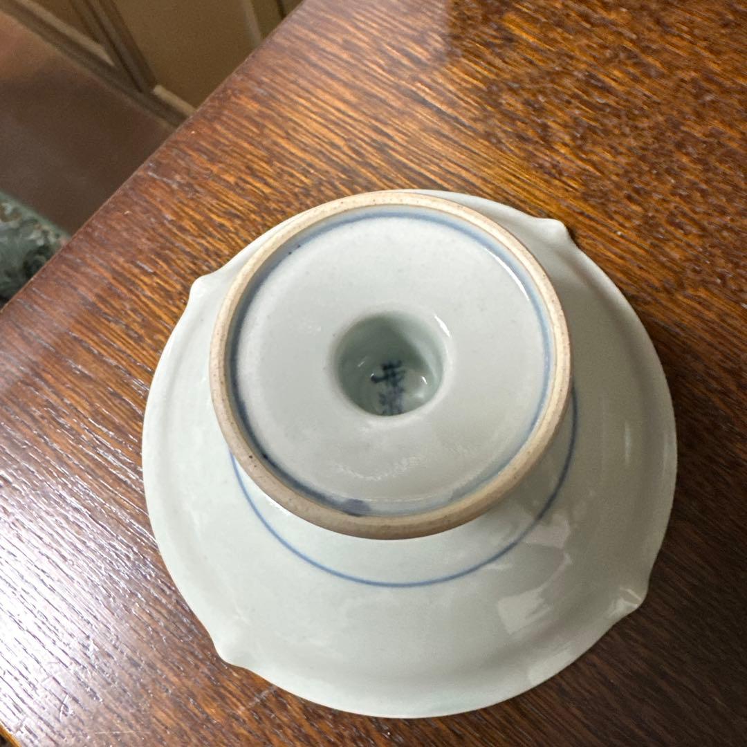 佐藤走波、染錦、際立つグリーンの幾何学文、高台皿