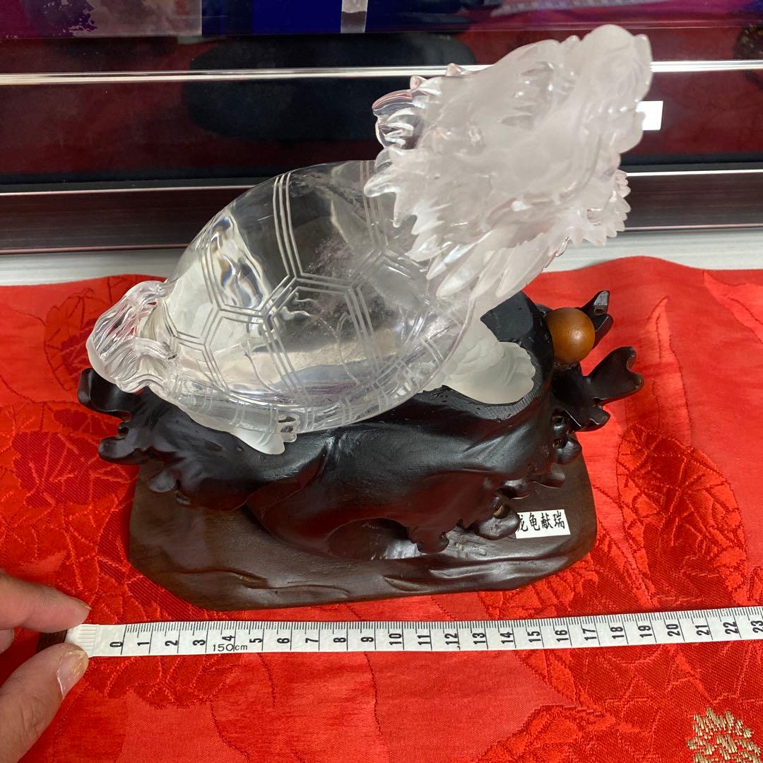 水晶の龍亀　置物