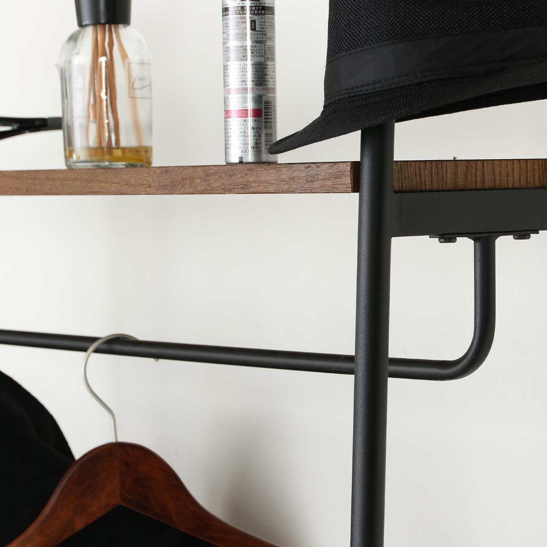 ハンガーラック ブラックアイアン×天然木 スタイリッシュ