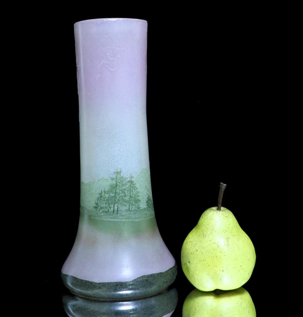 フランソワ・テオドール・ルグラ 26cm 丸型 湖水風景文 アンティーク大型花瓶