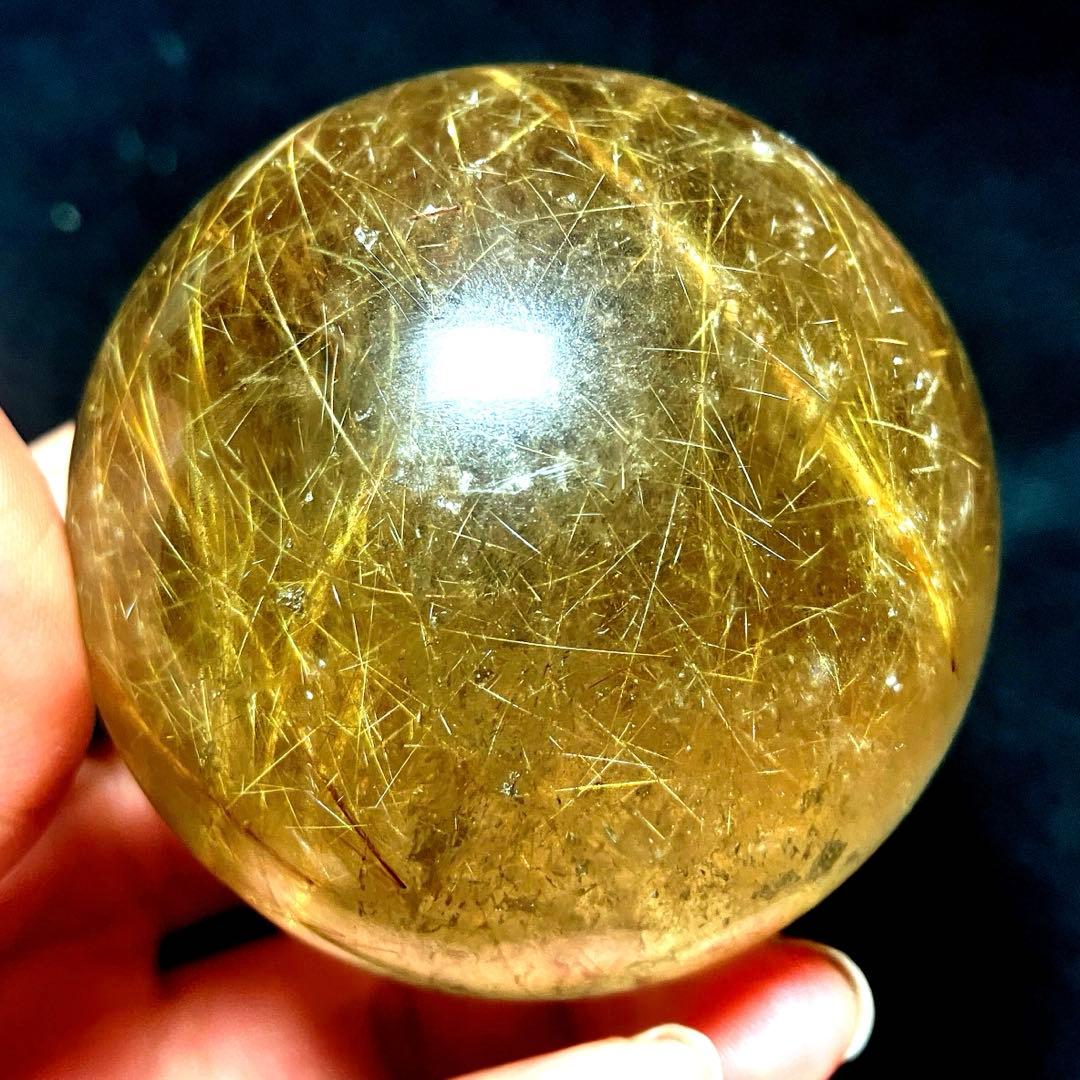 超大玉　60mm ゴールドルチルクォーツ　丸玉　スフィア　金針水晶