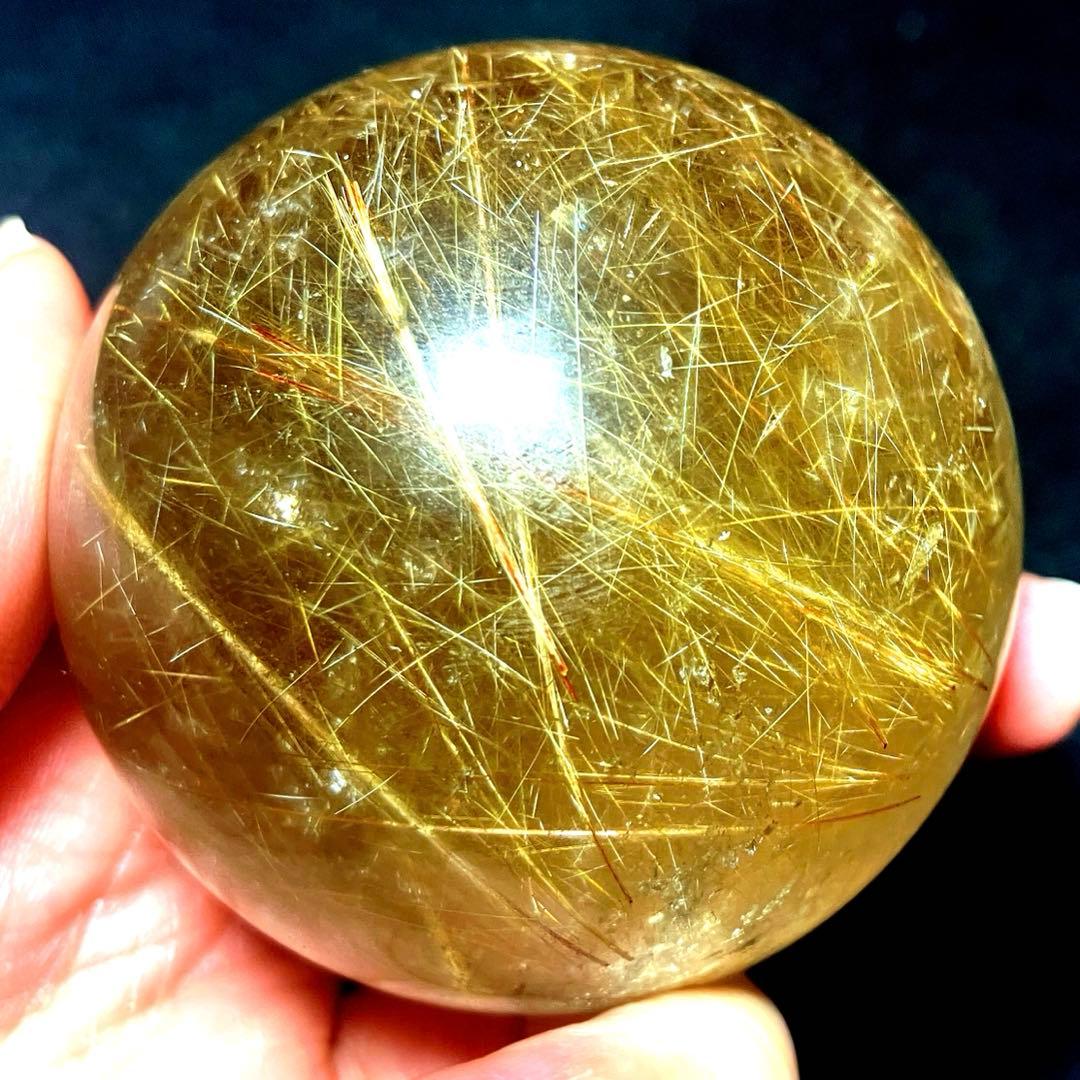 超大玉　60mm ゴールドルチルクォーツ　丸玉　スフィア　金針水晶