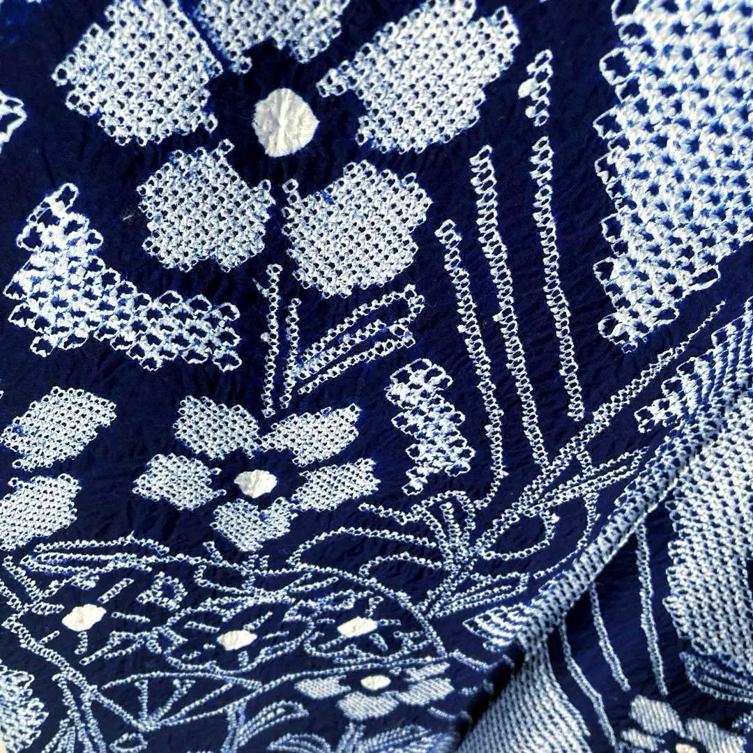 poko 有松絞り・有松鳴海絞り浴衣　手縫い　花繋ぎ　身丈154 No55