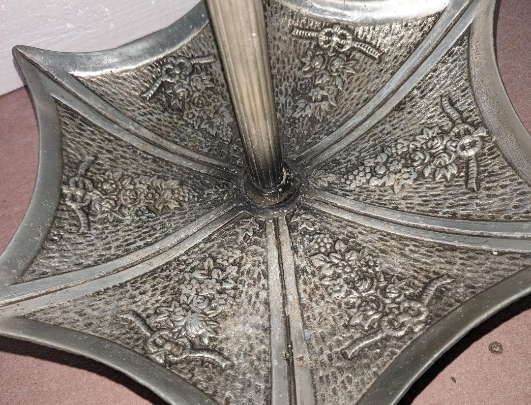 星型 花彫刻～★アンブレラ スタンド／傘立て,メタル,アンティーク 希少品