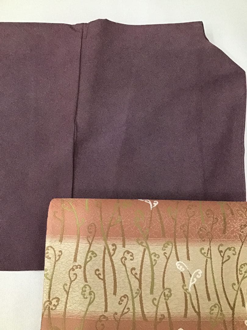 【1592】江戸小紋　極鮫　深紫　袷　しつけ糸付き　ゆったりサイズ