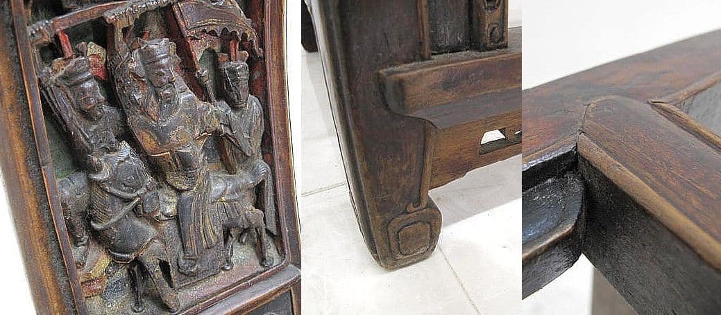 清末民初期頃 中国古典 官帽椅 人物彫刻 硬木 古家具 中国古玩　李朝家具