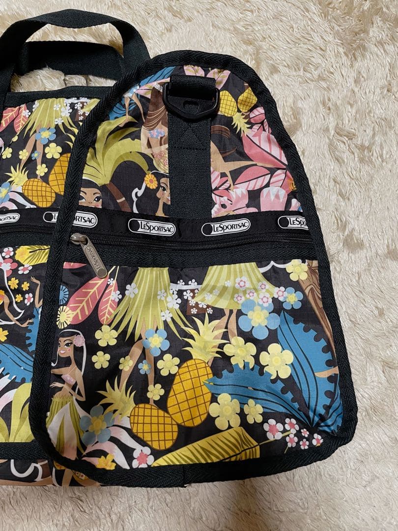 【美品】レスポートサック　ハワイ限定ワヒネフラ柄　ラージウィークエンダー
