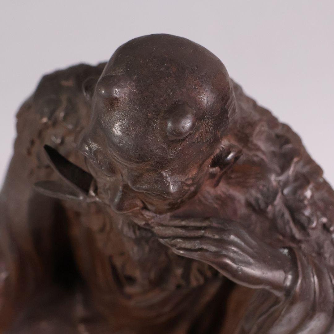 高岡銅器 堺幸山 鋳造 神農像 銅像 全高29cm 薬祖神【MA866】