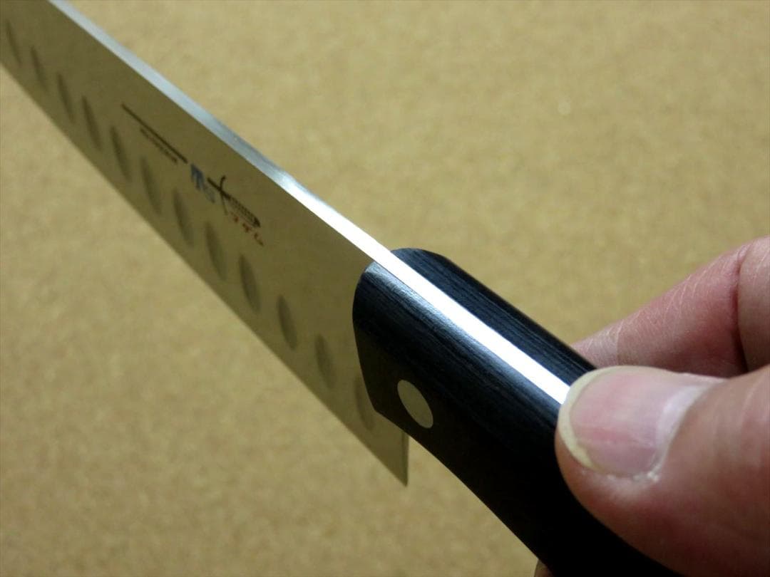 関の刃物 サーモン牛刀 200mm クロムモリブデン ディンプル 両刃万能包丁