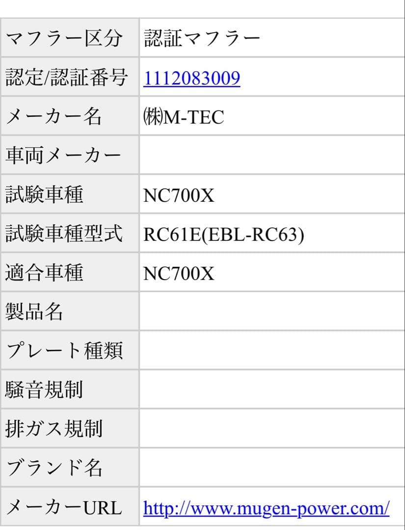 NC700X スリップオンマフラー　MUGEN 無限NC750Xで使用